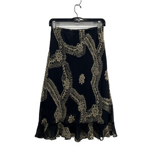 Zero Zero Chiffon Skirt Sz M Black Tan Fairy Grunge Sheer Ruffle Illusion Gothic